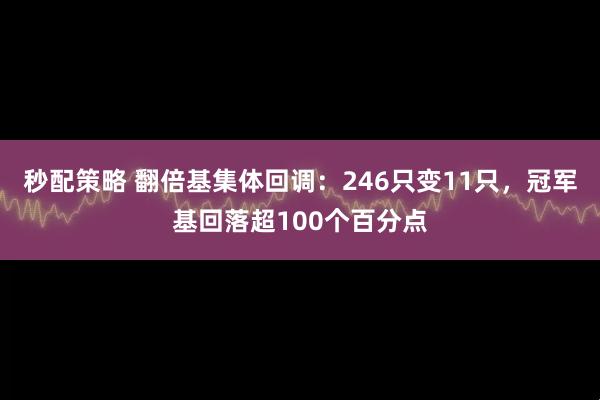 秒配策略 翻倍基集体回调：246只变11只，冠军基回落超100个百分点